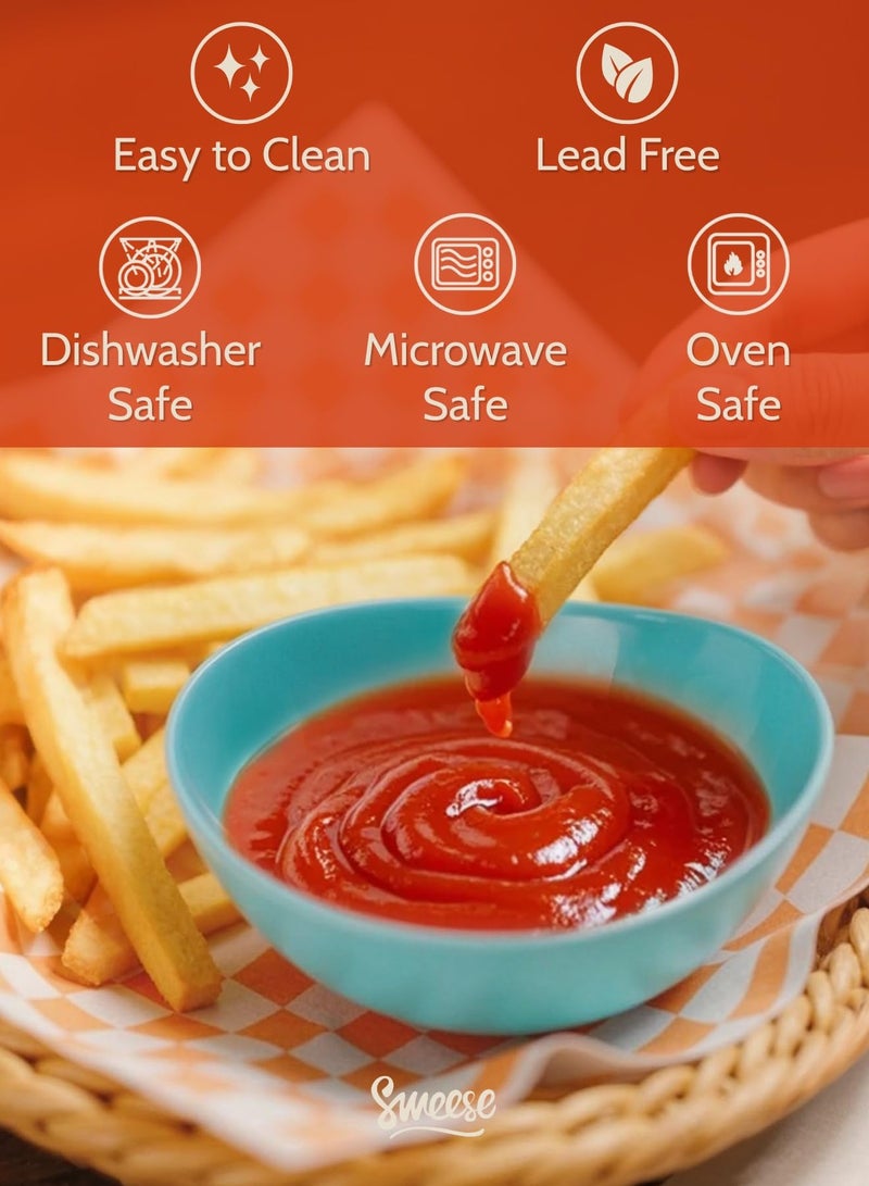 Sweese 4 oz Very Small Porcelain Bowls - Set of 6 Sauce, Salsa, Dipping, Ceramic Bowls for Condiments & Charcuterie - Rainbow Colored - Image 3